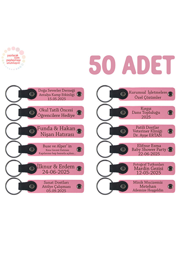 Souvenir Keychain with Message for Circumcision Wedding Celebration Set of 50, Special for Guests, Pink