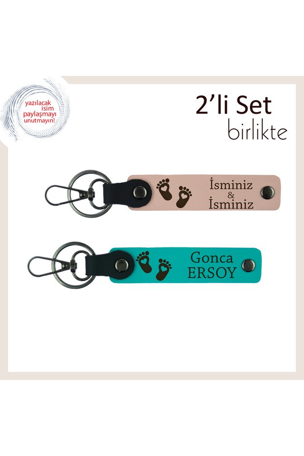 Personal Keychain with Heart Motif to Give Mom as Her First Baby Souvenir, Baby Mouth-Dark Turquoise