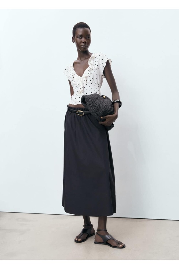 Fırfırlı puantiyeli bluz - 2