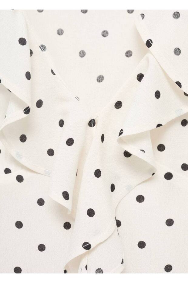 Fırfırlı puantiyeli bluz - 7