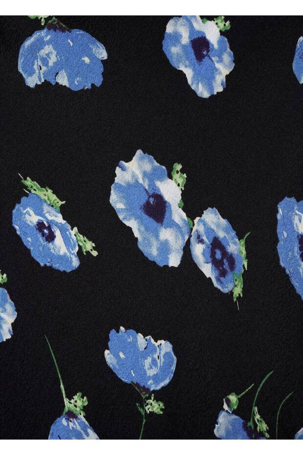 Drapeli yaka uzun elbise - 5