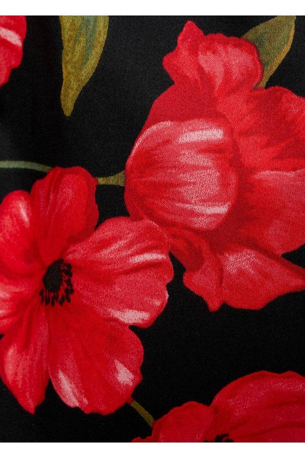 Çiçekli cropped bluz - 5