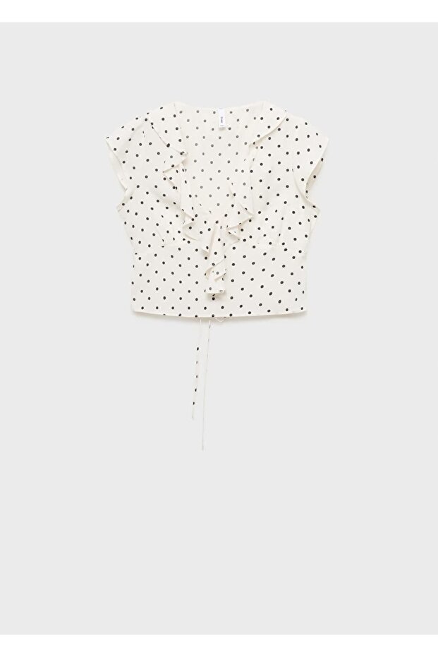 Fırfırlı puantiyeli bluz - 3