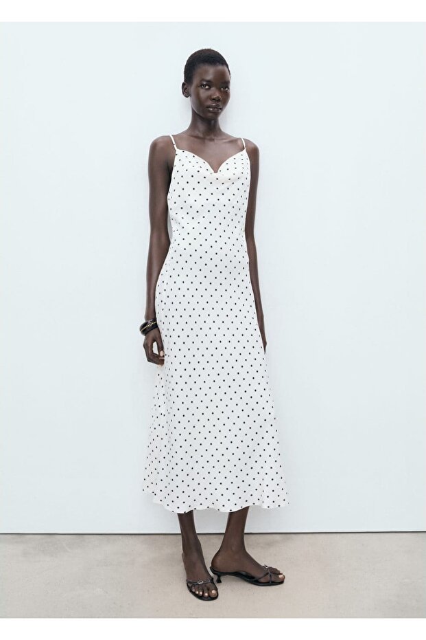 Drapeli yaka uzun elbise - 2