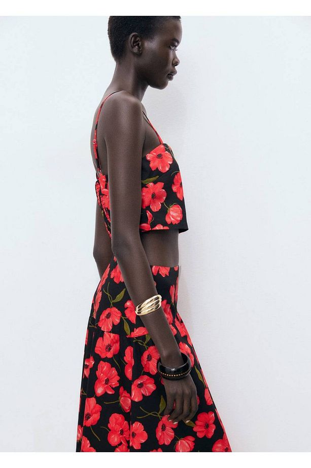Çiçekli cropped bluz - 7