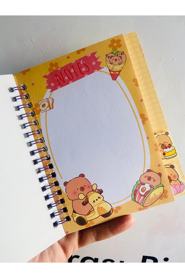 Capybara Kapibara Sticker Etiket Çıkartma 16 Sayfa (300 adet) Su Geçirmez+Opak 8 Sayfa Not Deft - 4