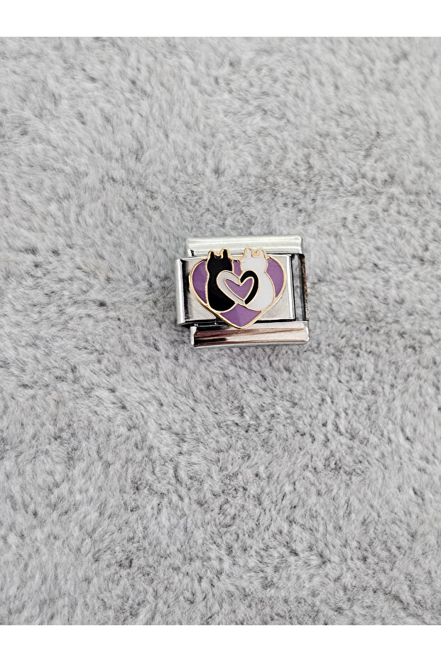 Cat Themed - Black and White Cat Italian Bracelet Charm