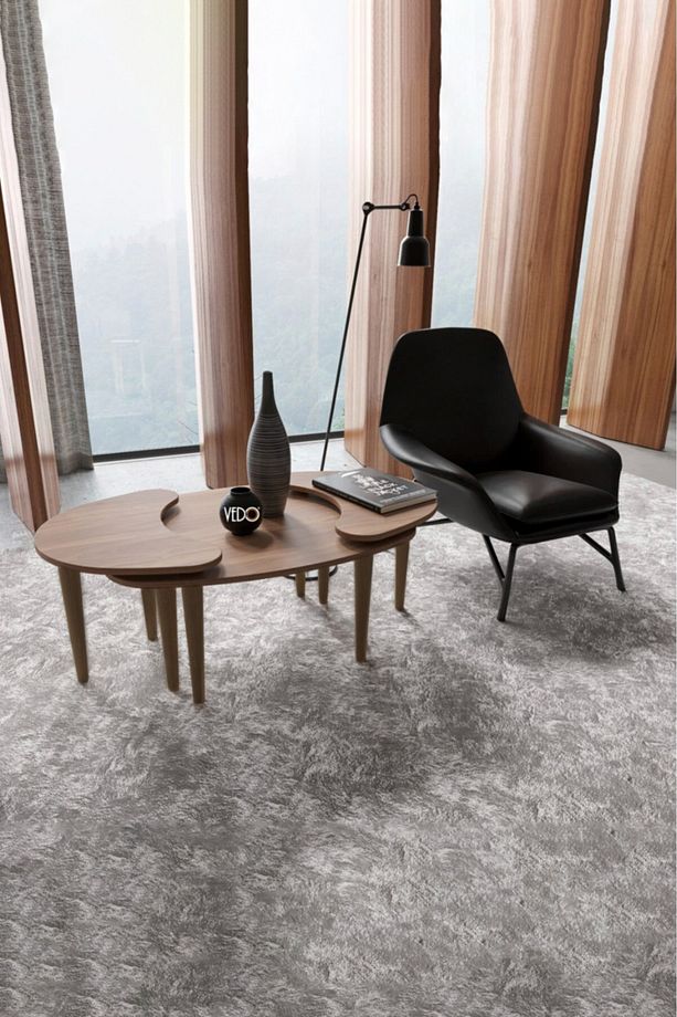 Ahşap Desenli Mdf Orta Sehpa - 3lü Sehpa - Zigon Sehpa - 3