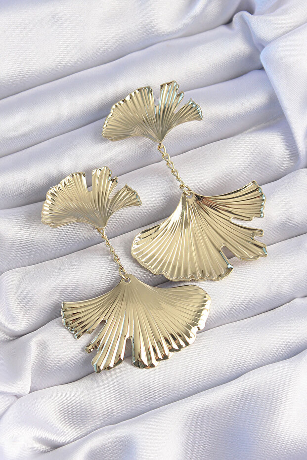 Brass Gold Leaf Model Dangle Earrings - Tj-bkp9248