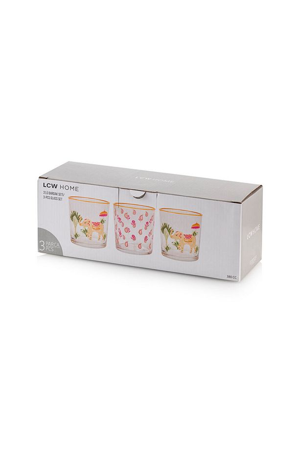 Karişik Baskılı Cam Bardak 3'lü 380 ml - 4