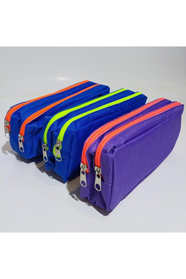 Pencil Bag Double Eyed Pencil Case Pen Holder (Mixed Color 1 Piece)