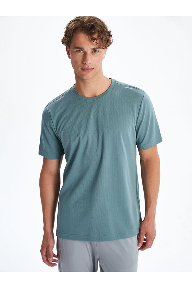 Blue Crew Neck Short Sleeve Men's Sports T-Shirt