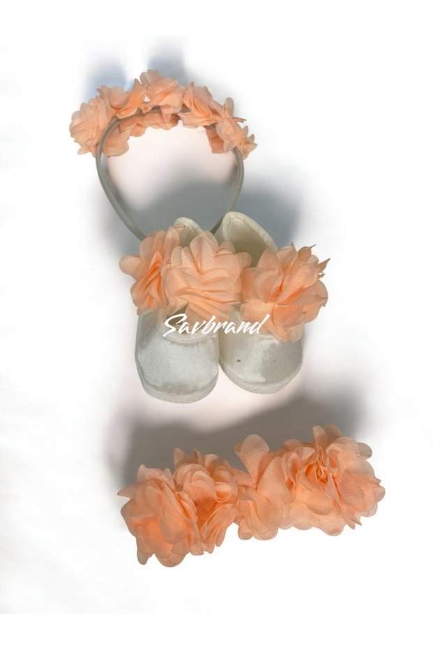 Laser Floral Maternity Mother's Crown Bandana and Baby Booties