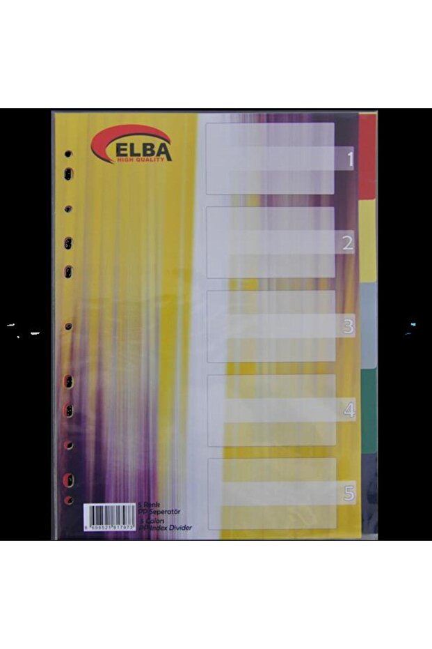 Separator 5 Color Plastic A4 (Pack of 50)