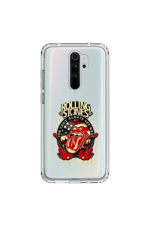حافظة شفافة متوافقة مع هاتف Xiaomi Redmi Note 8 Pro بتصميم رولينج ستونز