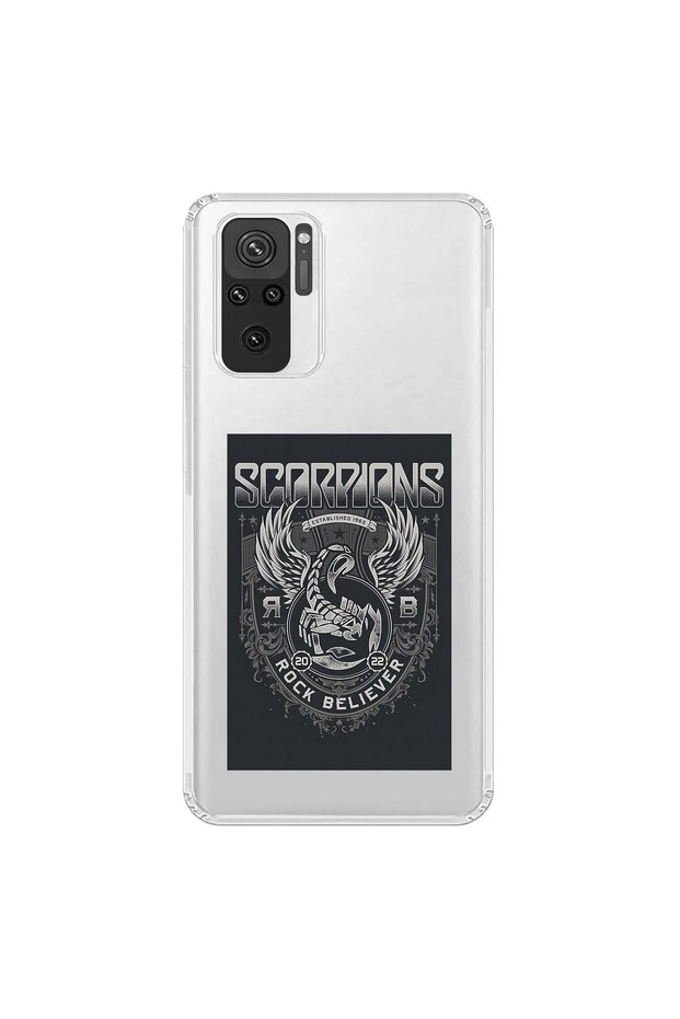 Xiaomi Redmi Note 10 Compatible Transparent Case with Scorpions Design
