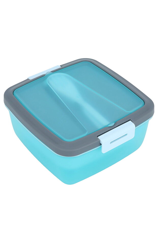 Saif Gallery Plastic Lunch Box, 1.6 L, Square - Light Blue