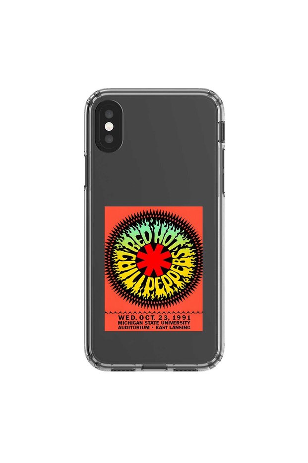 iPhone X Compatible Transparent Case Red Hot Chili Peppers Design