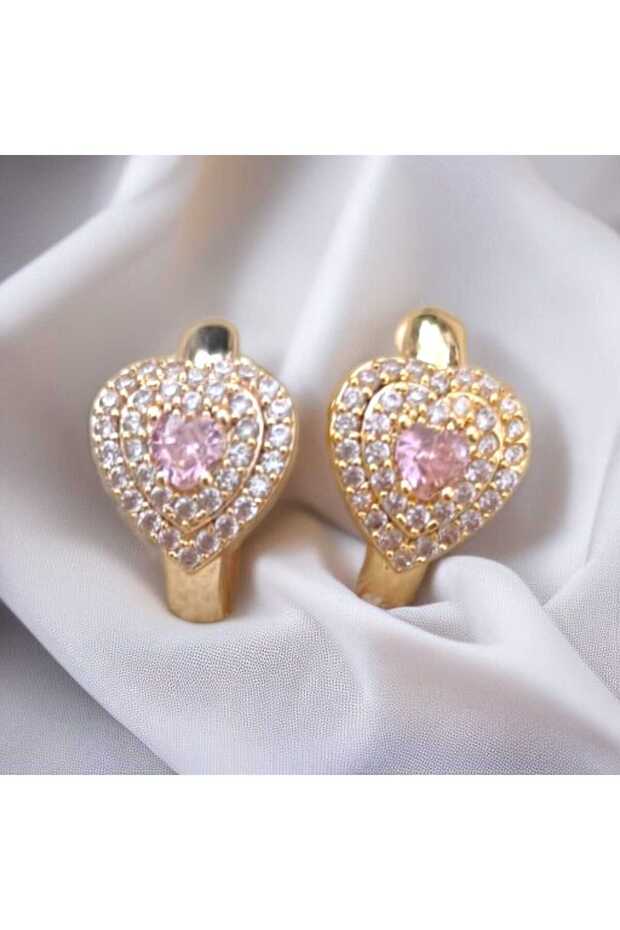 Heart Figured Zircon Stone Vip Steel Earrings