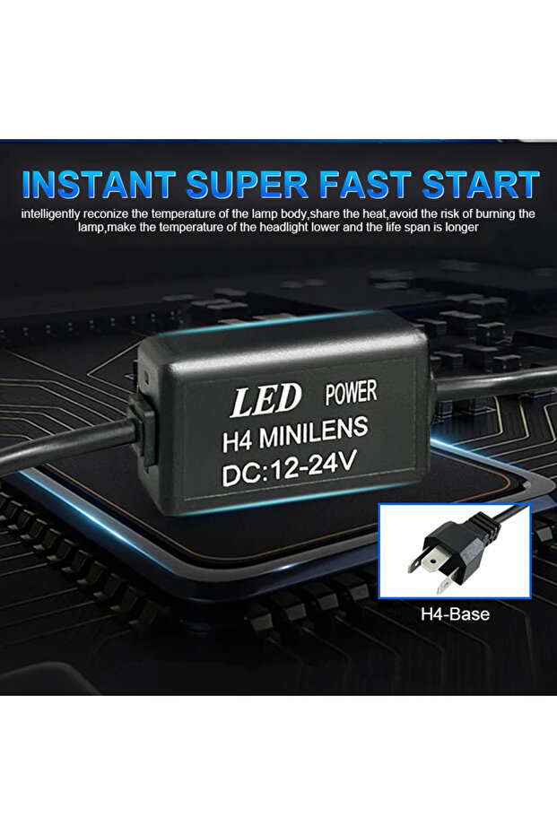 Set of 2 H4 LED Bulbs with Magnifier for Standard Headlights, 100W, Canbus without error on board - 5