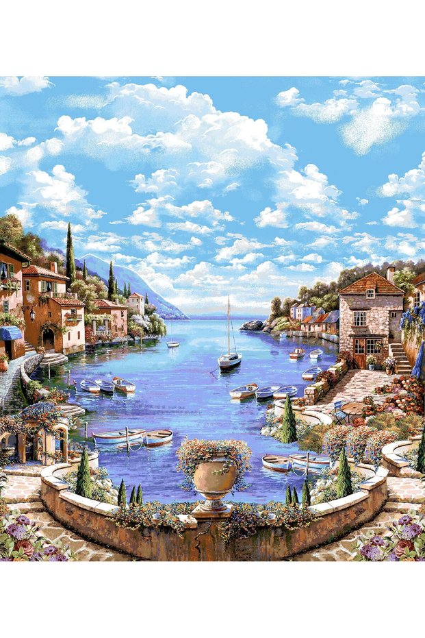 Landscape Series-33 Woven Tapestry Fabric - Como Lake