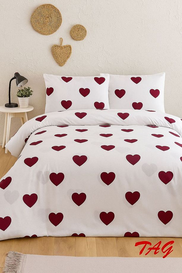 Tag Nevresim Takımı Çift Kişilik Kalpli Pinterest Model %100 Pamuk - 3