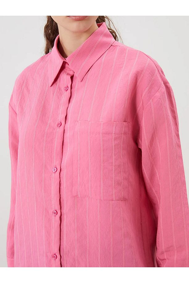 LCW Modest Pembe Dokulu Oversize Kadın Gömlek Tunik - 3