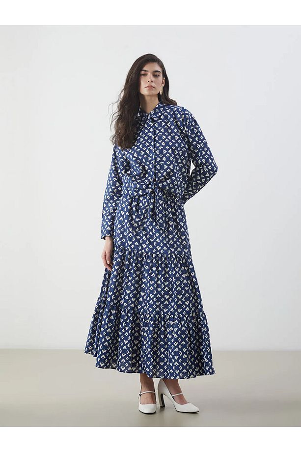 LCW Modest Indigo Desenli Kadın Gömlek - 2