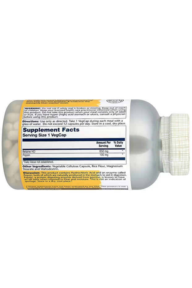 , Betainee, HCl with Pepsin, High Potency, 250 VegCaps - 2