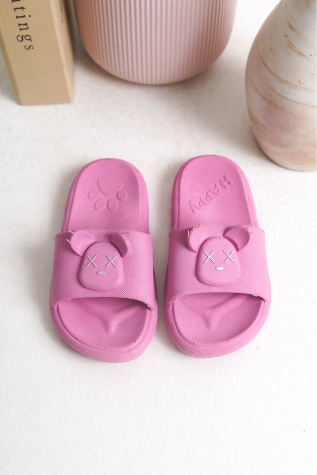 Daily Non-Slip Sole Animal Embossed Patterned Pink Children's Slippers