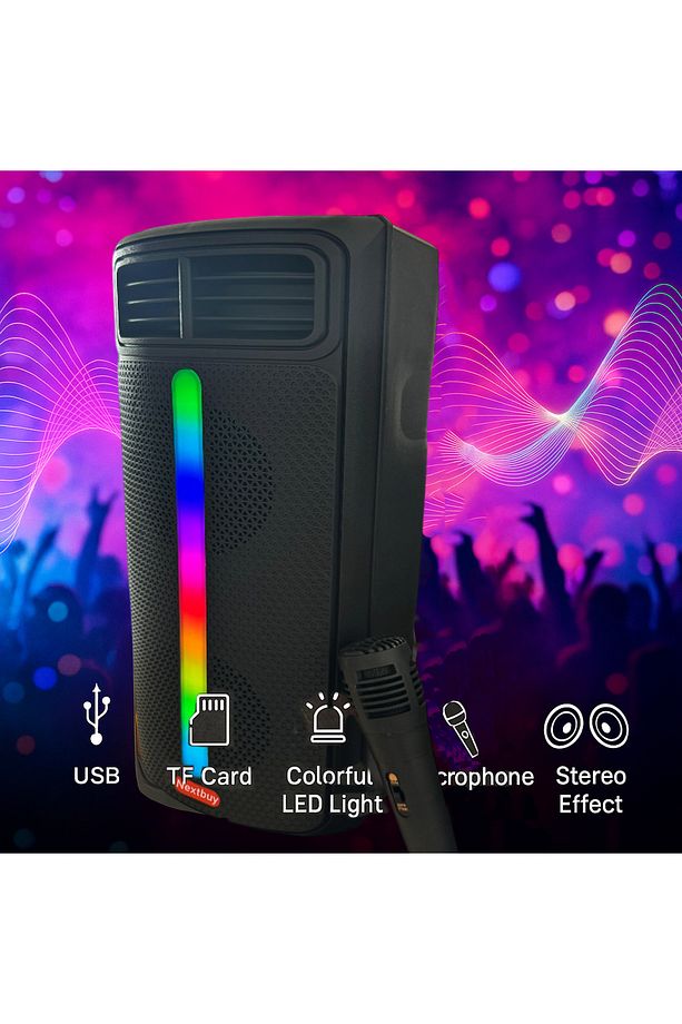 Bluetooth Hoparlör Parti Karaoke Mikrofon Hediyeli Işıklı Ses Bombası Radyo Usb Sd Girişli PG4266 - 2
