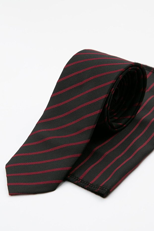 Striped Tie and Handkerchief Set for Men (5.5X150Cm)