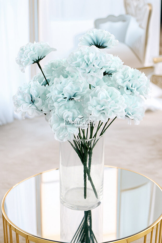 Artificial Flower 7 Branches Eco Chrysanthemum Bouquet 30 cm Light Blue