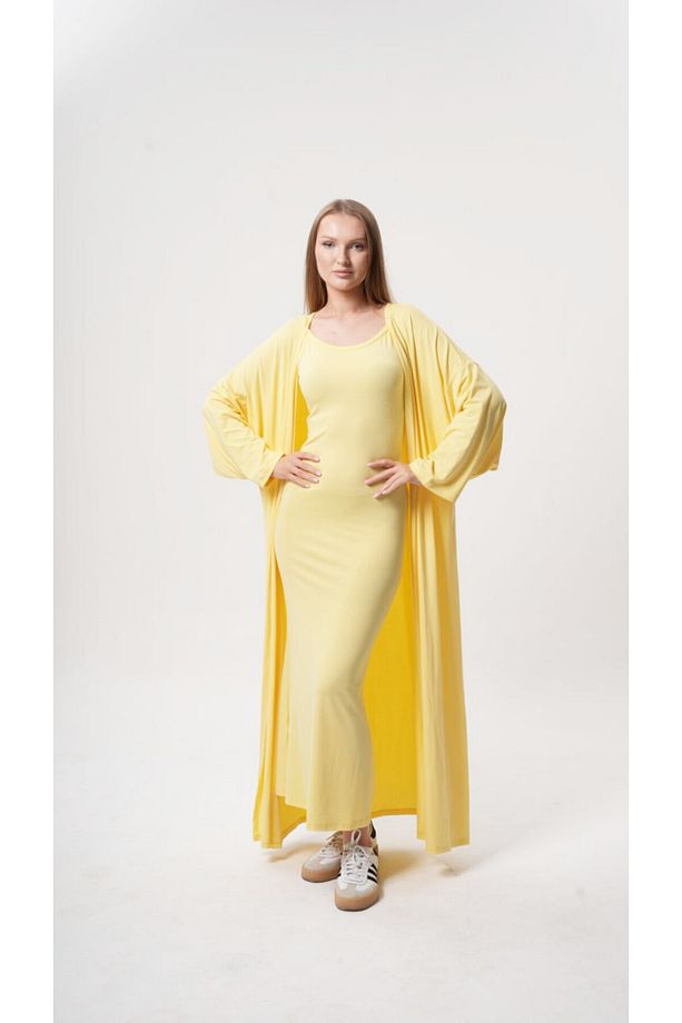 Femmes Dolce Soft Sarı Elbise Set - 1