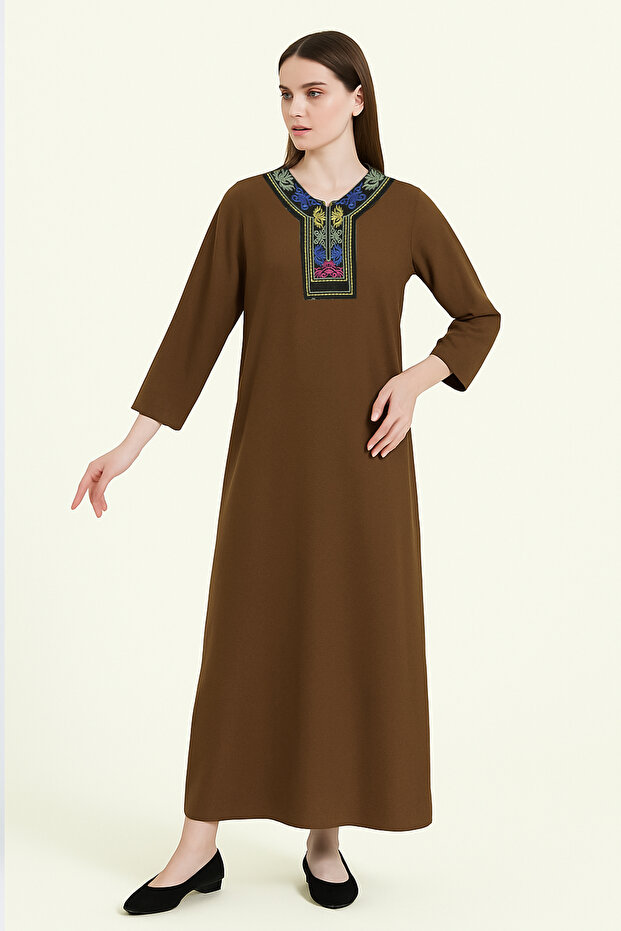 فستان ماكسي موكا إمبرو