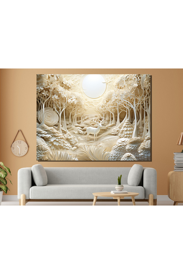 BEYAZ GEYİK KANVAS TABLO - 2