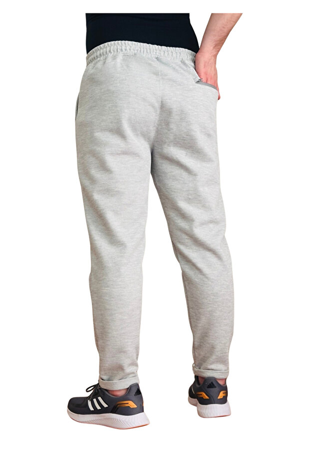 Jagger Erkek Pantolon Likralı Bağcık Detaylı Klasik Erkek Gri Jogger Kumaş Pantolon - 4