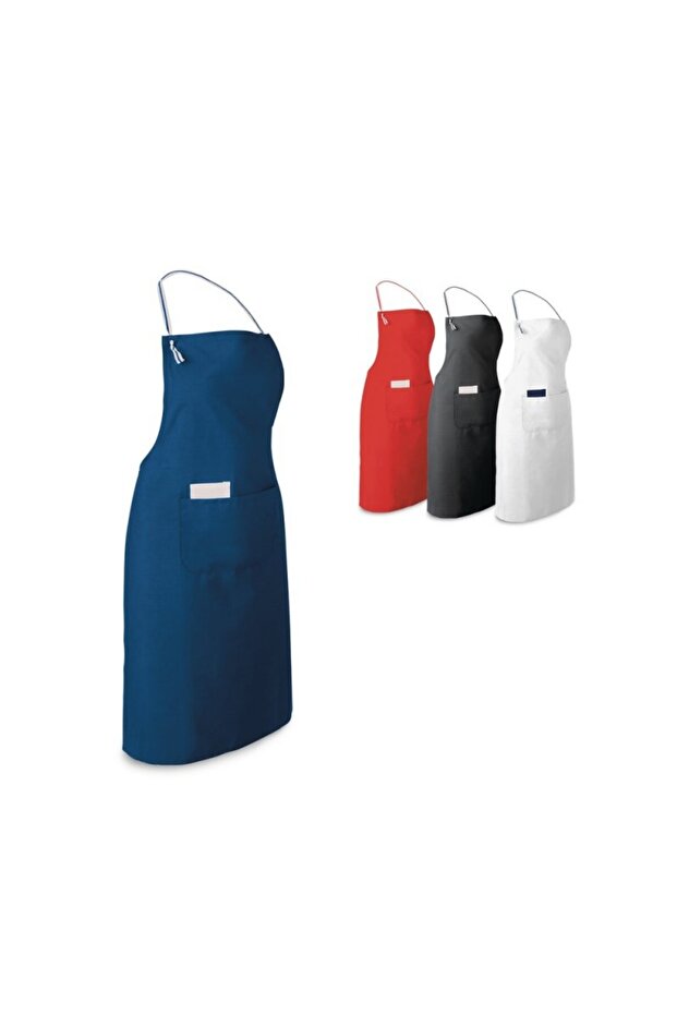 Cotton and polyester apron with drawstring and 2 front pockets - 1