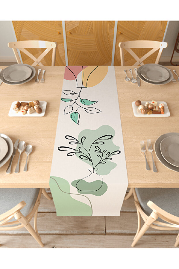 Leaf Bohemian Patterned Special Design Runner Digital Printed Decorative Tablecloth Modern Home Decoration