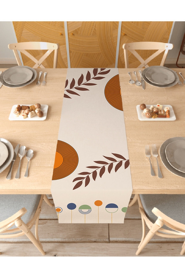Leaf Bohemian Patterned Special Design Runner Digital Printed Decorative Tablecloth Modern Home Decoration