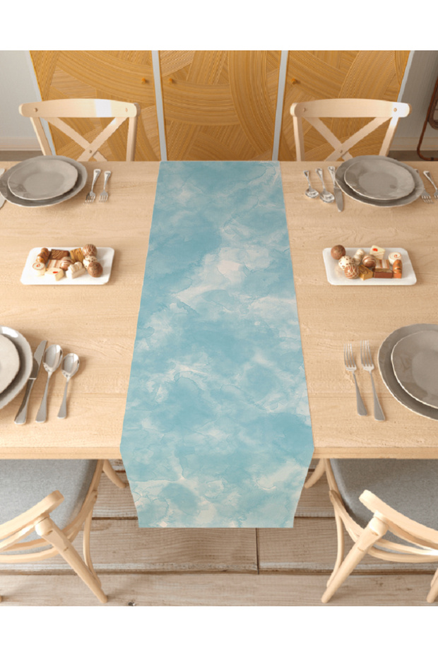 Blue Turquoise Bohemian Patterned Special Design Runner Digital Printed Decorative Tablecloth Home Decoration