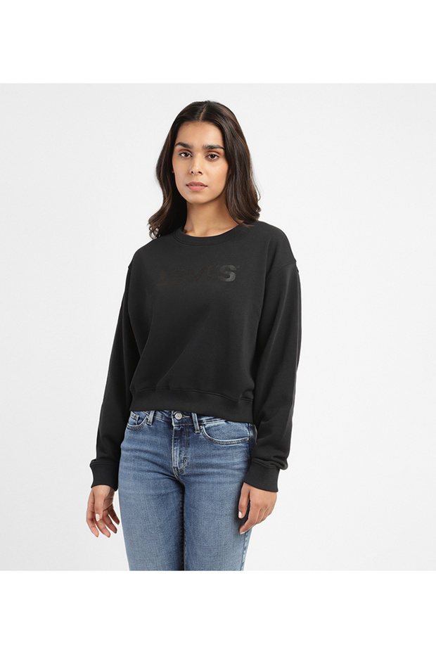 سويت شيرت Levi's® بأكمام طويلة للنساء باللون الأسود