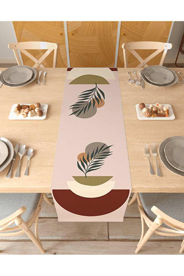 Leaf Bohemian Patterned Special Design Runner Digital Printed Decorative Tablecloth Modern Home Decoration