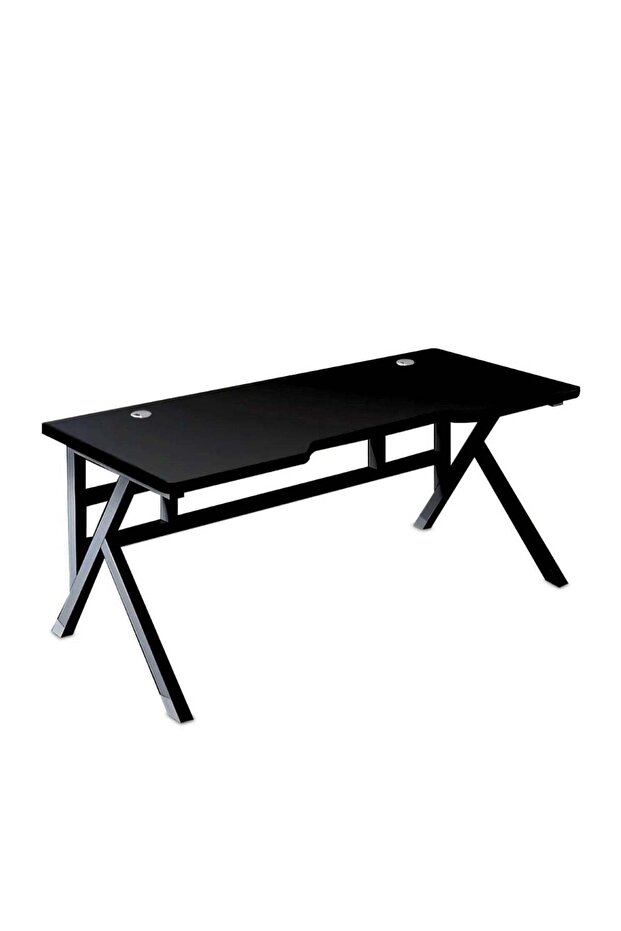 Black Sesame Desk with Thickened Desktop and K-Shaped Steel Frame100CM