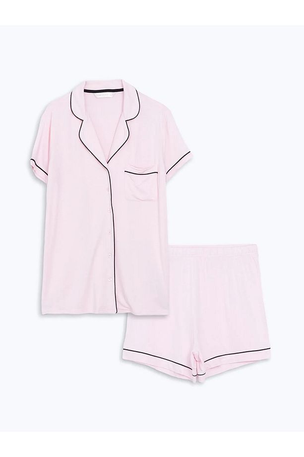 Gömlek Yaka Kadın Şortlu Pijama Takımı - 8