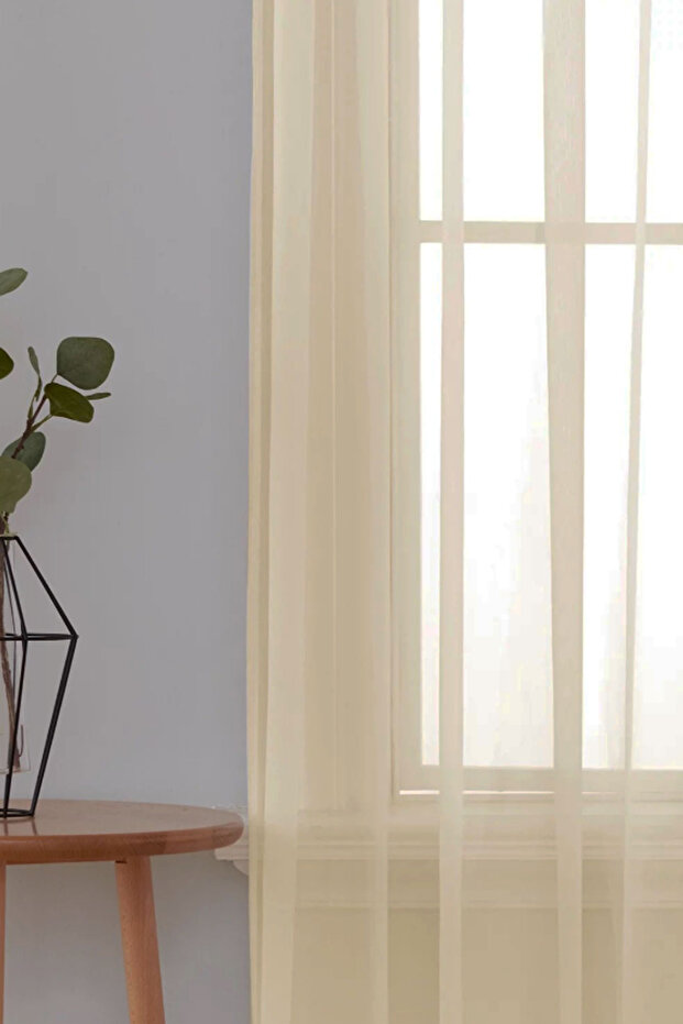 Cream Plain Tulle Curtain, Plain, Patternless, Plain Tulle, Frequently Pleated, Ironing Not Asked, Tulle, Curtain