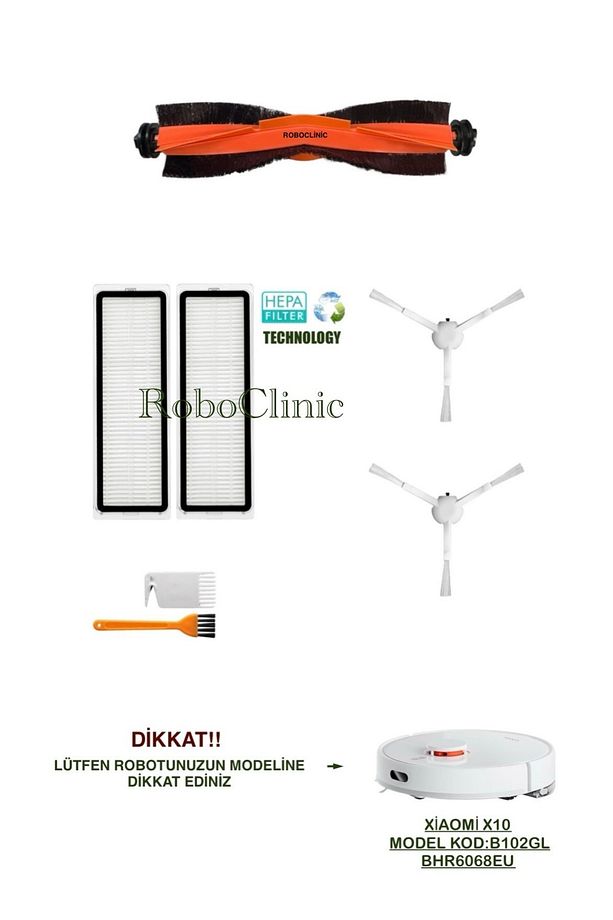Xiaomi X10 Robot Süpürge(Model Kod:B102GL)uyumlu Fırça,filtre,mop Seti-7 Parça - 1