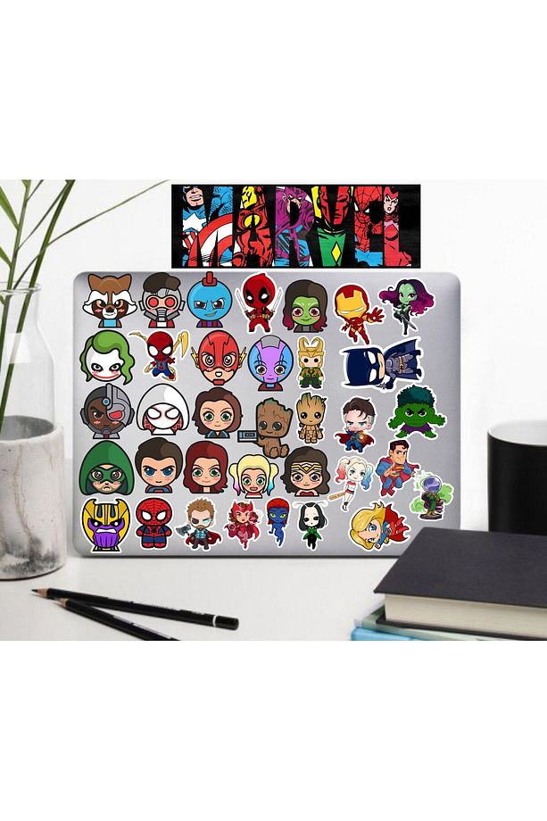 Chibi Marvel Avengers Sticker Telefon Laptop Notebook Tablet Defter Matara Stiker Etiket - 1