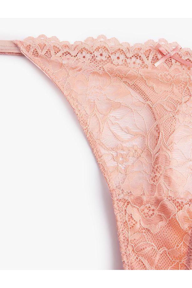 Yeni Sezon Yanları İpli Transparan Dantelli String Külot - 6