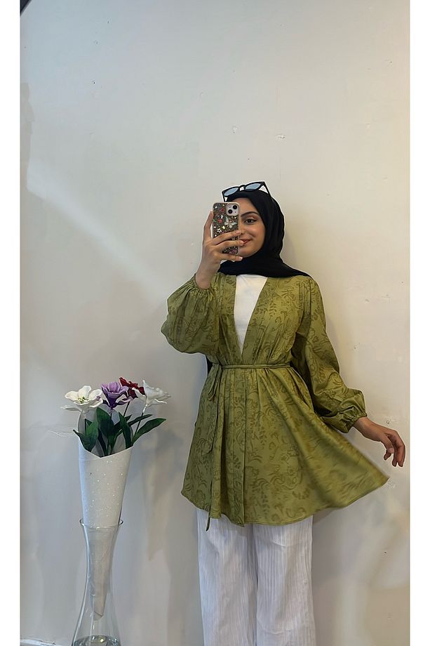 yazlık desenli kimono - 1